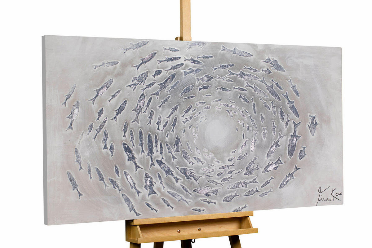 ACRYLBILD HANDGEMALT 140/70 cm - Grau, Holz/Textil (140/70cm) - KUNSTLOFT
