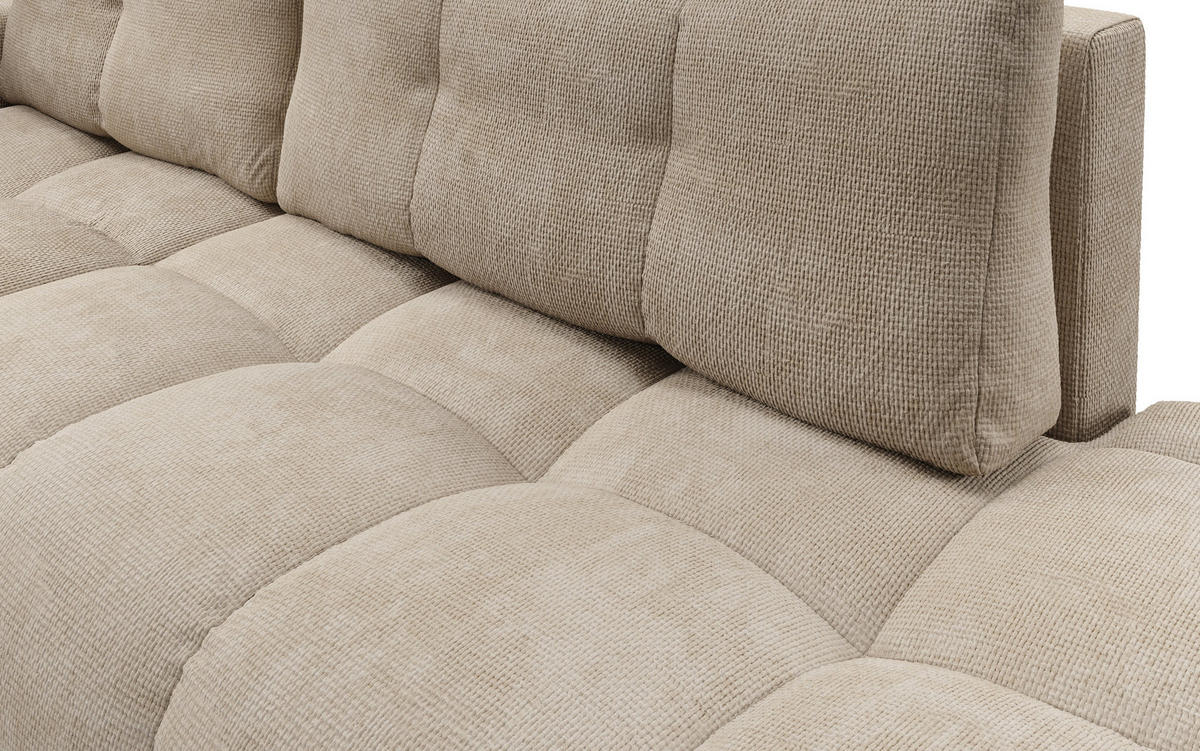 ECKSOFA DUCA L-S Beige Chenille mit Schlaffunktion - Sandfarben, Holz (266.5/266.5cm) - MASSENO