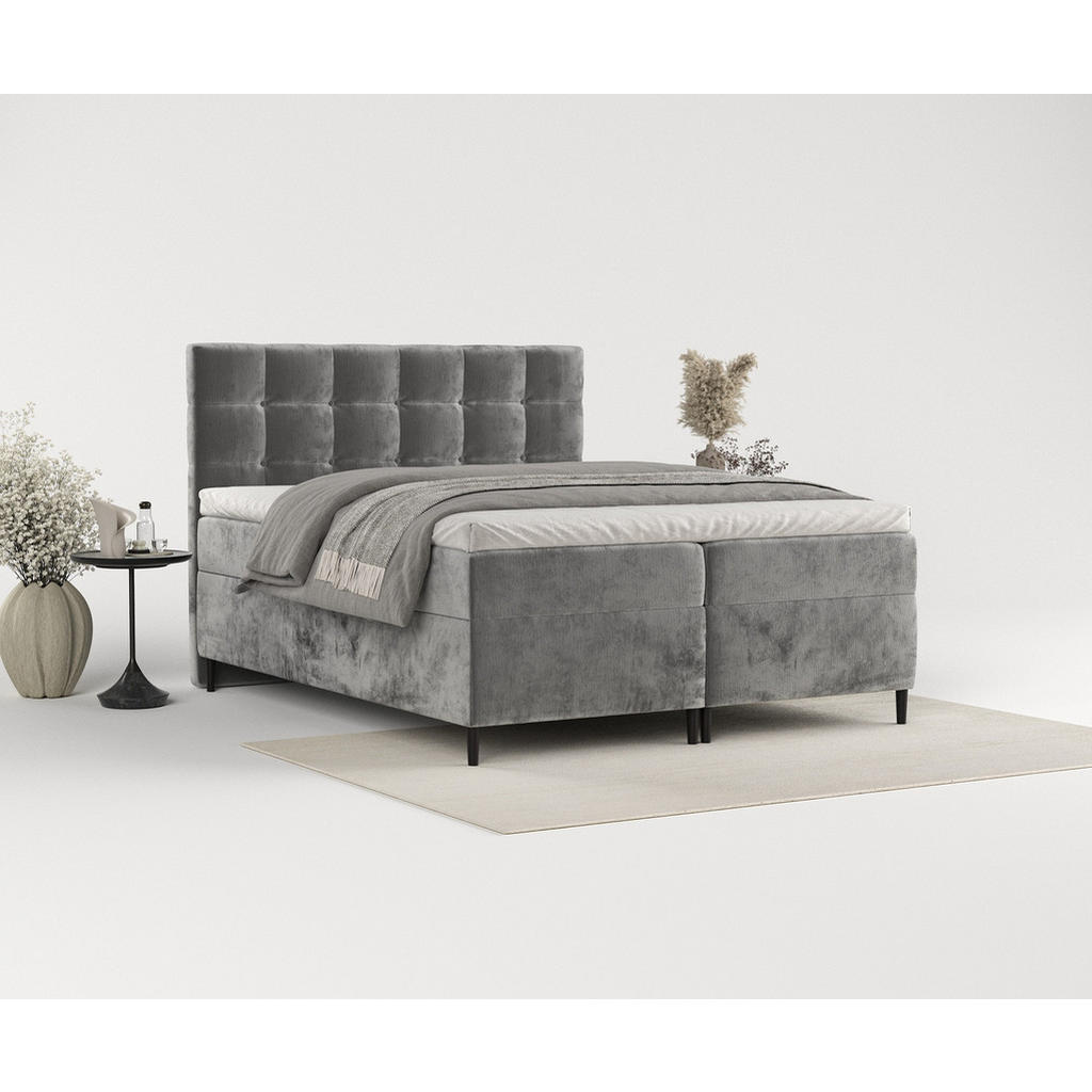 Thumbnail - Maison de Reve Boxbett, Grau, Textil, Buche, Kiefer, H2, Höhe ca. 19 cm, 140x200 cm, Oeko-Tex® Standard 100, FSC 100%, M...