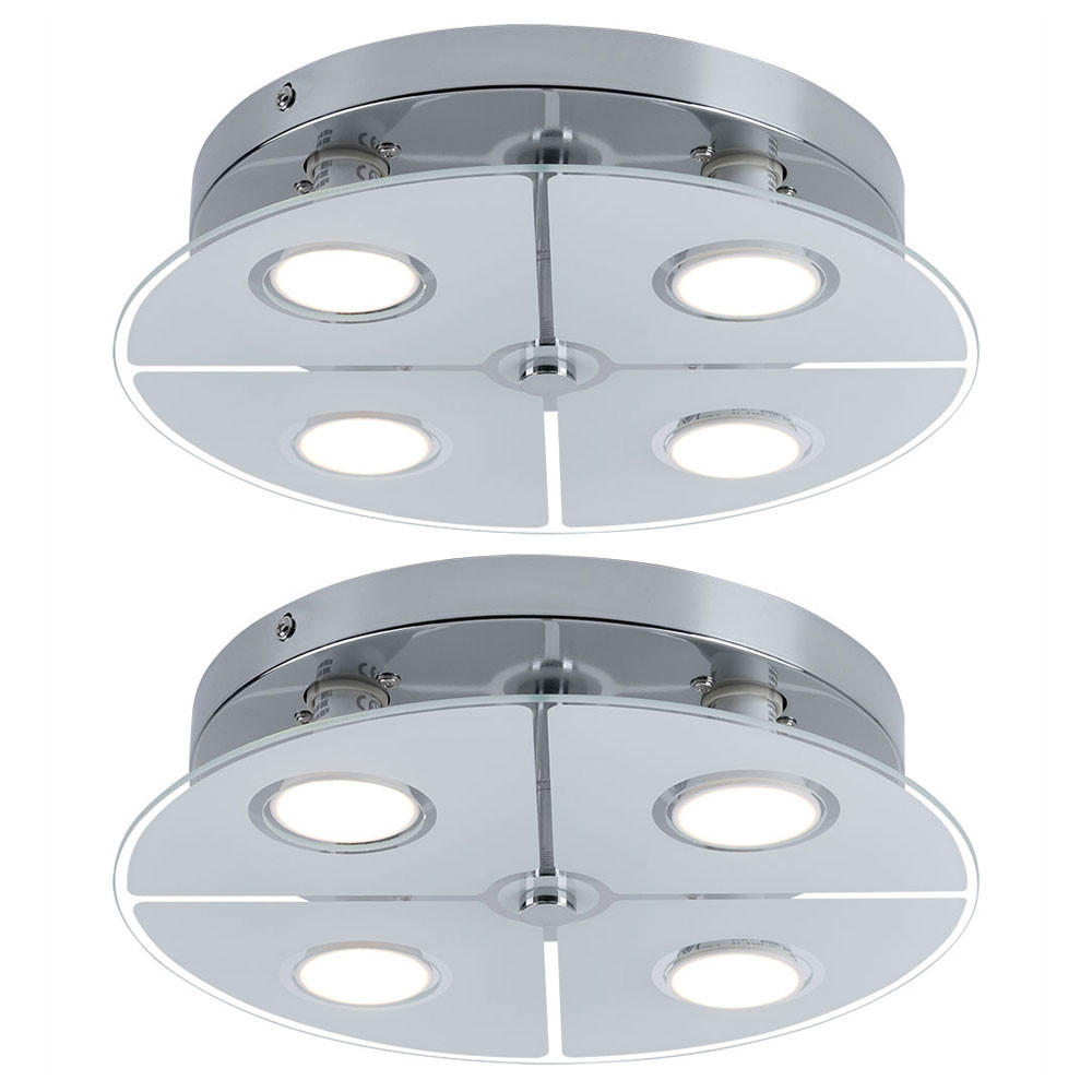 LED DECKENLEUCHTE RENE Metall Silber 2er Set - Silberfarben, Glas (30/30/7.5cm) - Globo Lighting