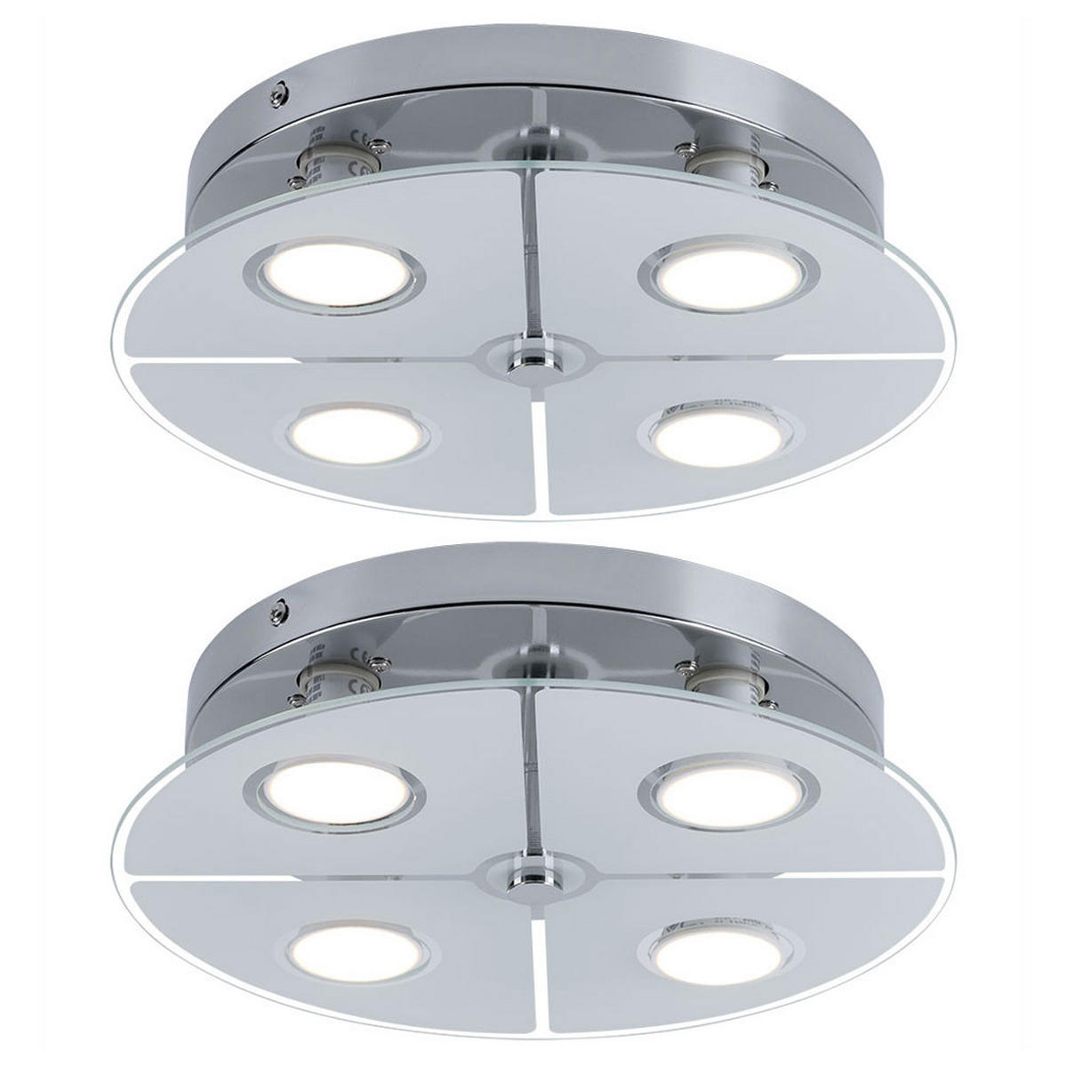 LED DECKENLEUCHTE RENE Metall Silber 2er Set - Silberfarben, Glas (30/30/7.5cm) - Globo Lighting