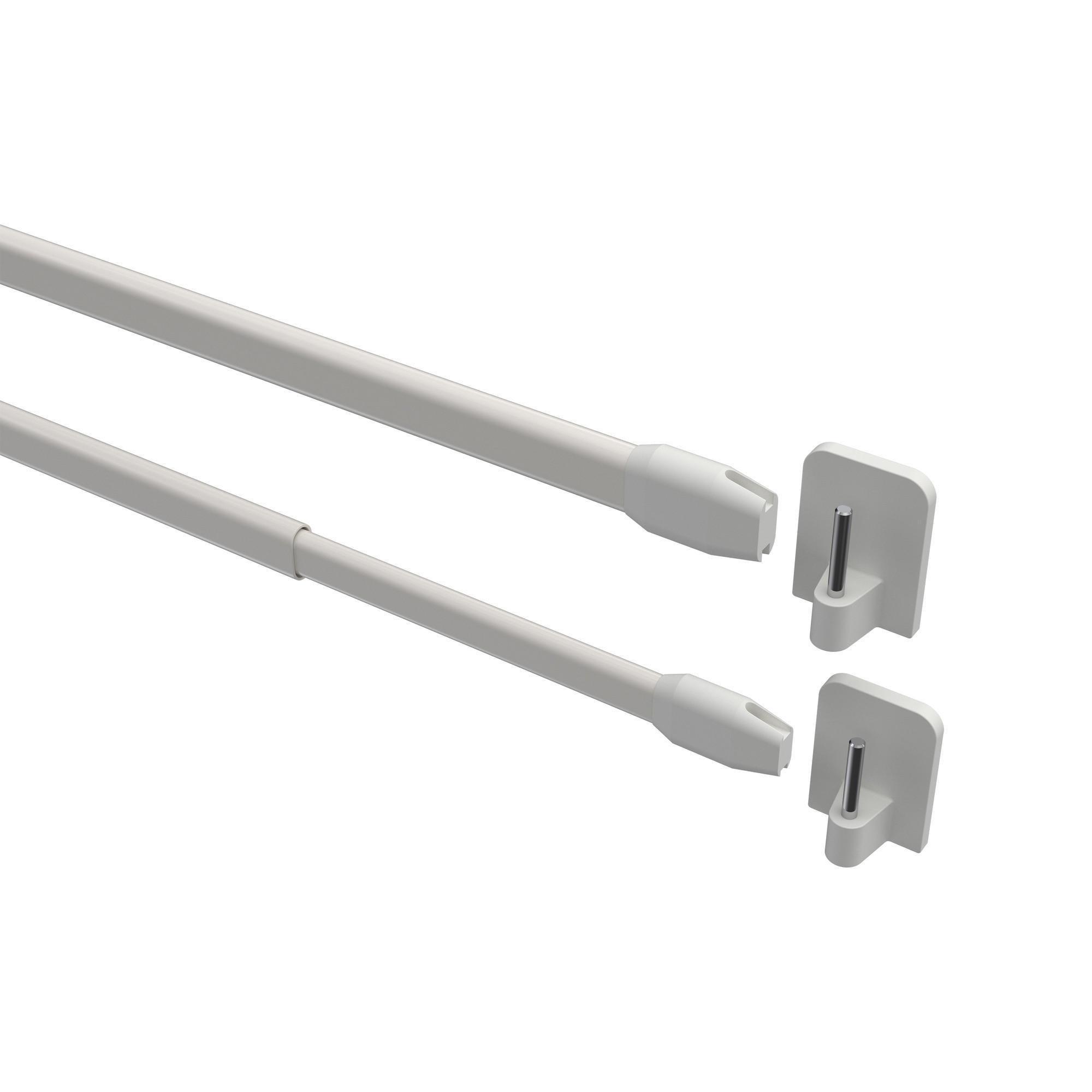 SCHEIBENSTANGEN/VITRAGESTANGEN MIT KLEBEHAKEN Geno 60-100 cm, oval, Weiß, Packung 2 Stück - Weiß, Kunststoff/Metall (1.2/2.4/100cm) - INTERDECO