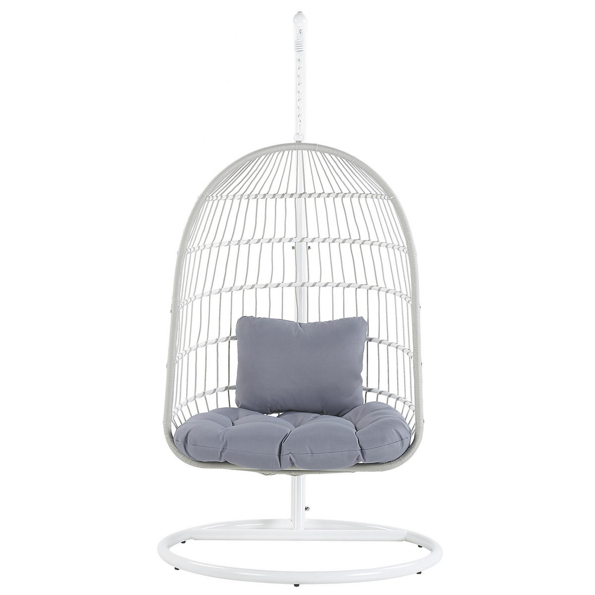 HÄNGESESSEL mit Gestell Flechtseil weiß 102 cm Allera - Weiß, Textil (102/199/102cm) - Beliani