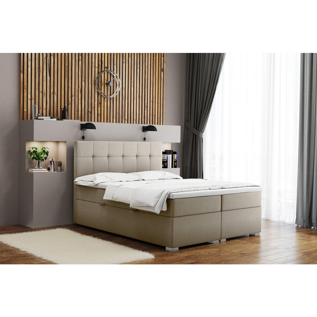 Thumbnail - Kaiser Möbel Boxbett, Beige, Textil, 2 Schubladen, H2, Höhe ca. 20 cm, einzeln stellbar,Rechteckig, Rollen, 180x200 cm, ...