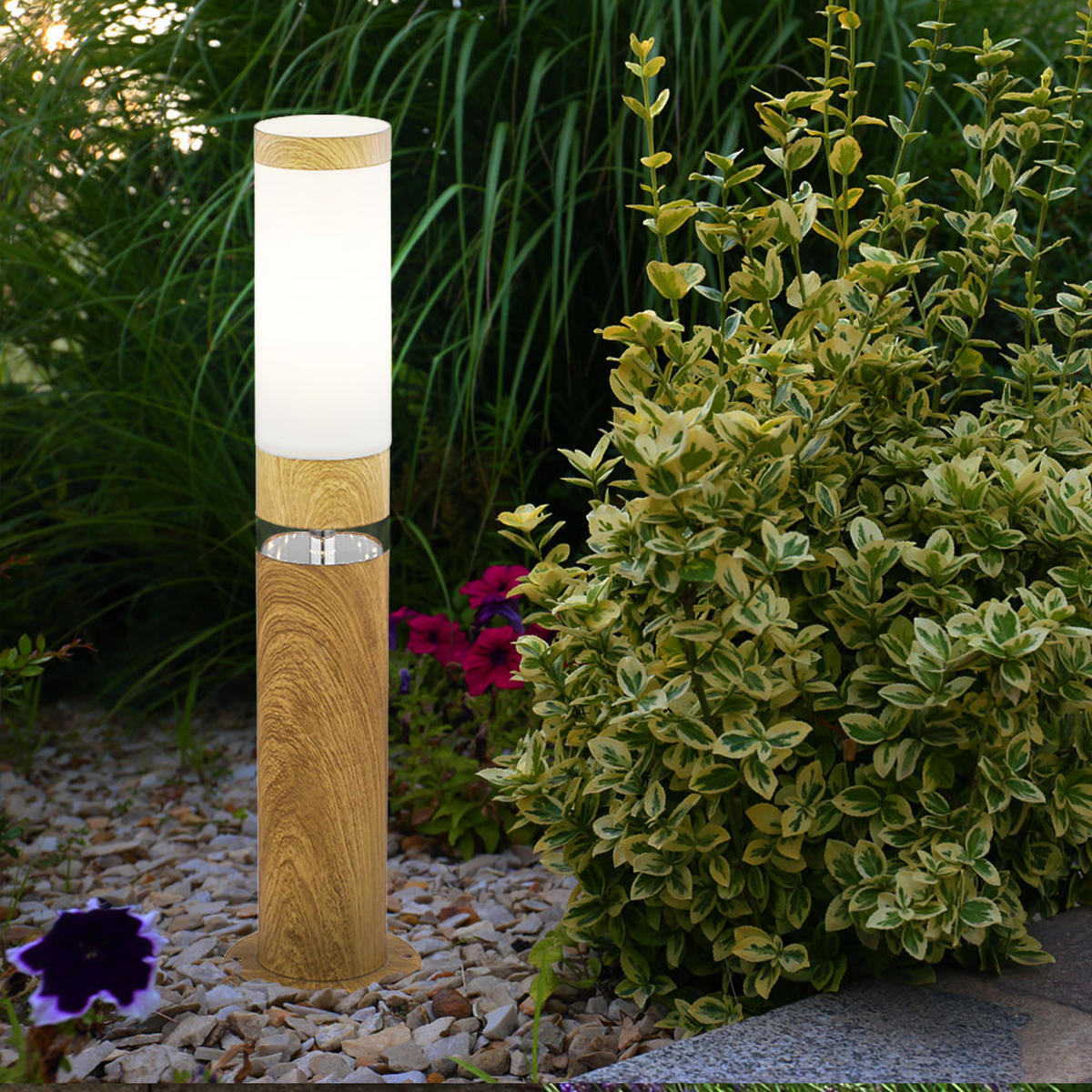 LED WEGELEUCHTE Edelstahl Braun Holzoptik - Braun, Metall (11.7/11.7/50cm)