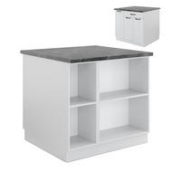 KÜCHENINSEL Fame-Line Weiß Landhaus/Weiß 90 cm mit Schublade, ohne AP - Creme/Weiß, Holzwerkstoff (90/82/60cm) - Vicco