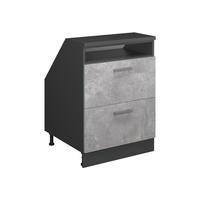 KUHINJSKI ORMAR ZA KOSINE KROVA R-Line Beton 60 cm s 2 ladice, korpus ormara dubine 60 cm - siva/antracit, drvni materijal (60/83.8/60cm) - Vicco