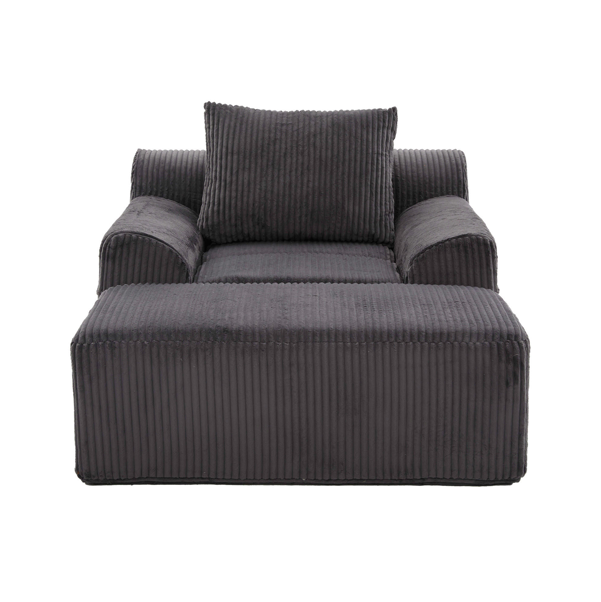SOFASESSEL mit Fußpedal Kordsamt Dunkelgrau 147/110/67 cm - Dunkelgrau, Textil (147/67/110cm) - OKWISH