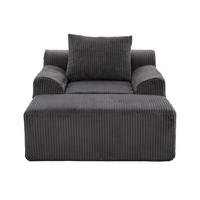 SOFASESSEL mit Fußpedal Kordsamt Dunkelgrau 147/110/67 cm - Dunkelgrau, Textil (147/67/110cm) - OKWISH