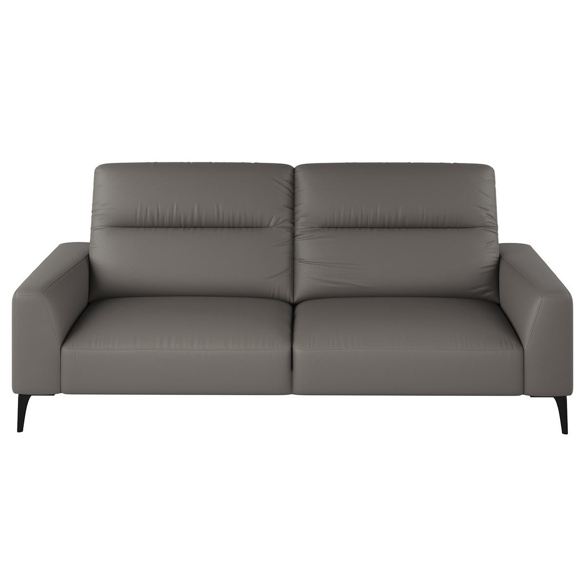 3-SITZER SOFA - Schwarz/Grau, Leder/Metall (233/73/107cm) - home24