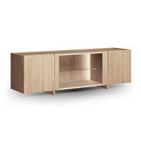 LOWBOARD Travertino Wildeiche gebleicht / Travertin Naturstein 180 / 46 / 56cm - Wildeiche, Holz (180/56/46cm) - Feldmann-Wohnen