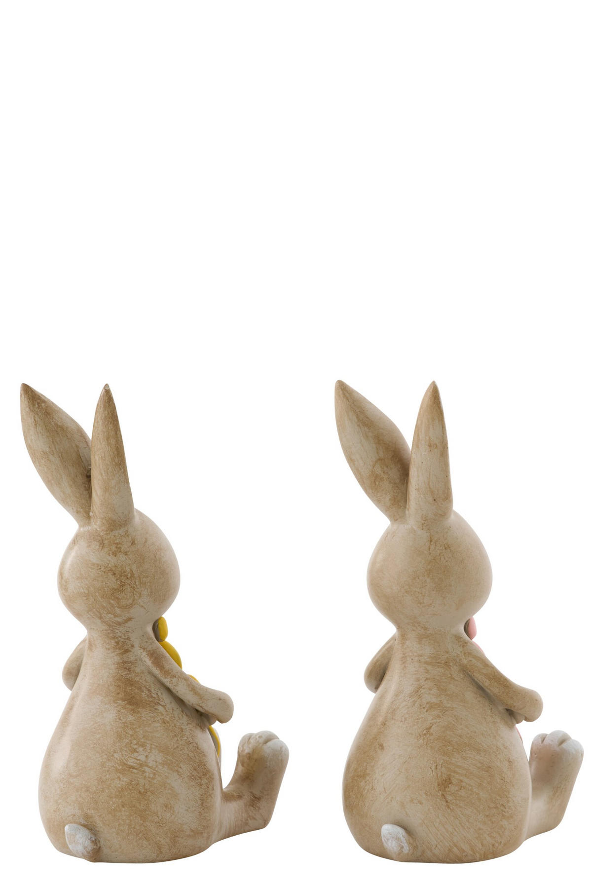 DEKO KANINCHEN BLUME (2ER SET) - Multicolor, Glas/Naturmaterialien (9/15/6cm) - J-Line