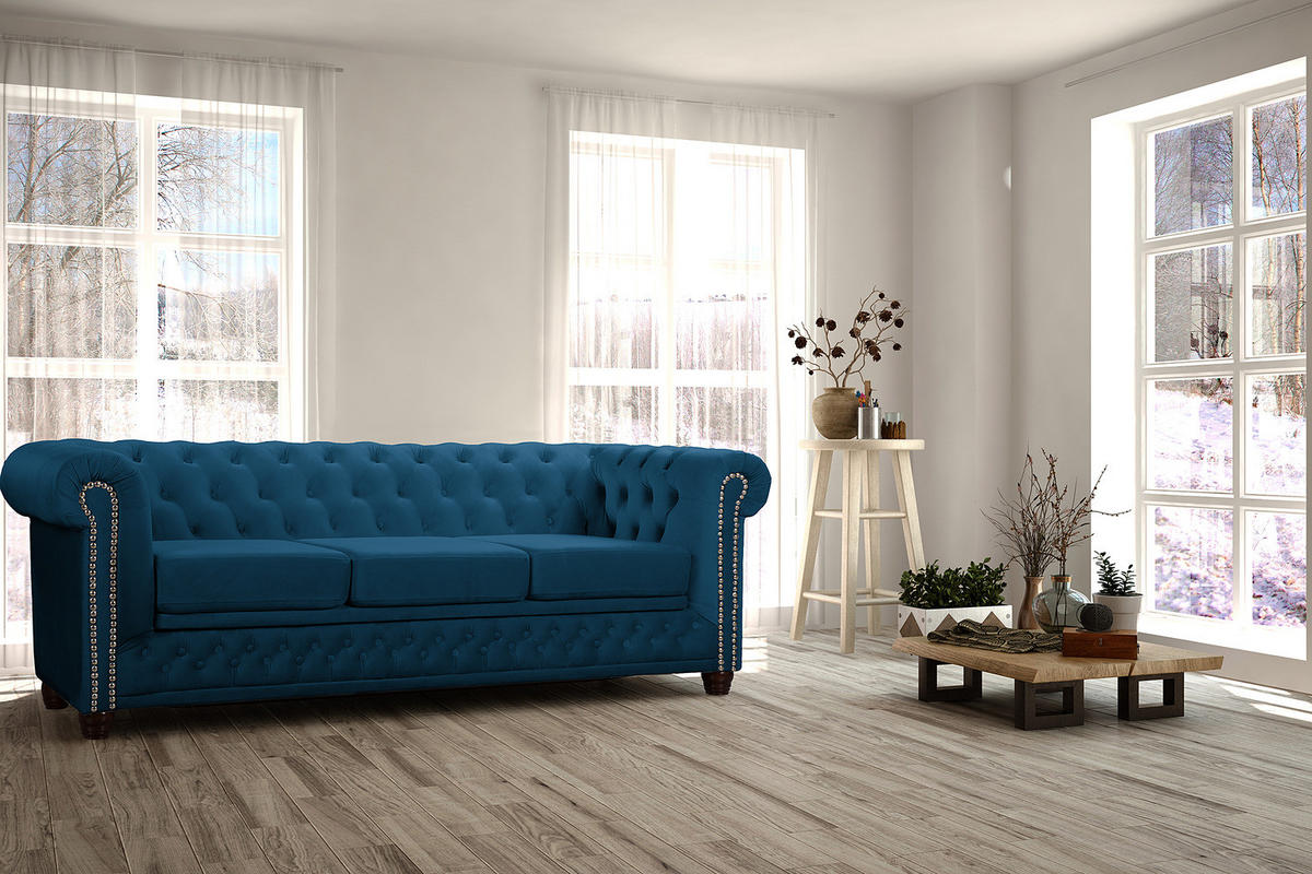 3-SITZER SOFA - Blau, Textil (203/72/86cm) - home24