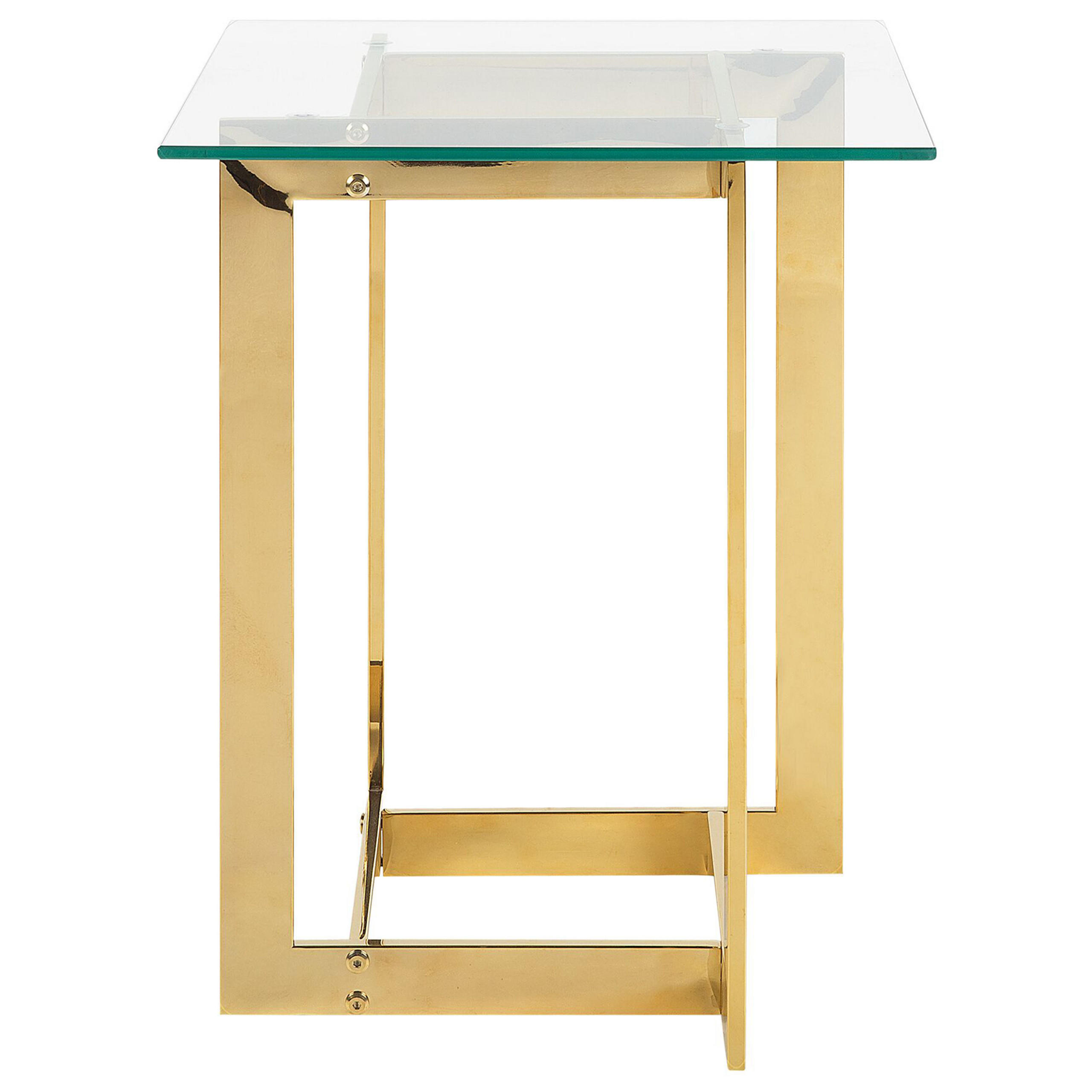 BEISTELLTISCH Glas gold quadratisch 40/40 cm Crystal - Transparent/Goldfarben, Glas (40/40/52cm) - Beliani