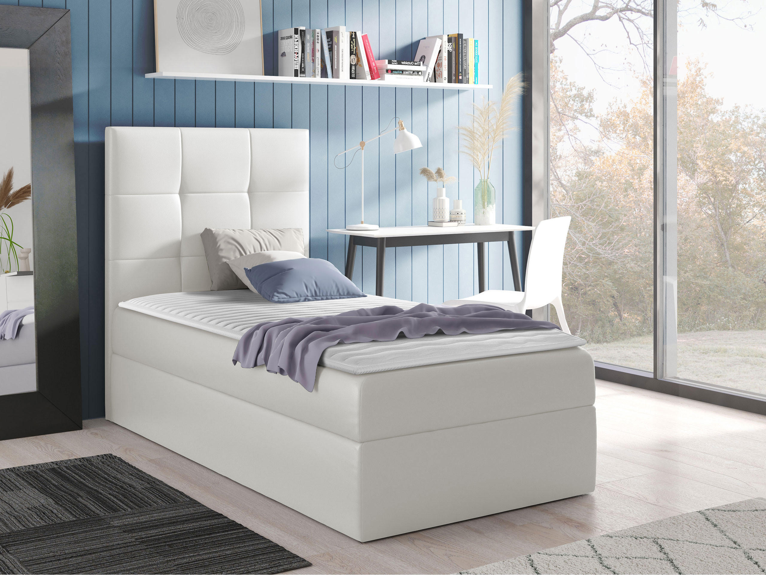 BOXBETT Mini 2, Seite zum Öffnen des Bettkastens: Links - Weiß, Holz (90/200cm) - MIRJAN24