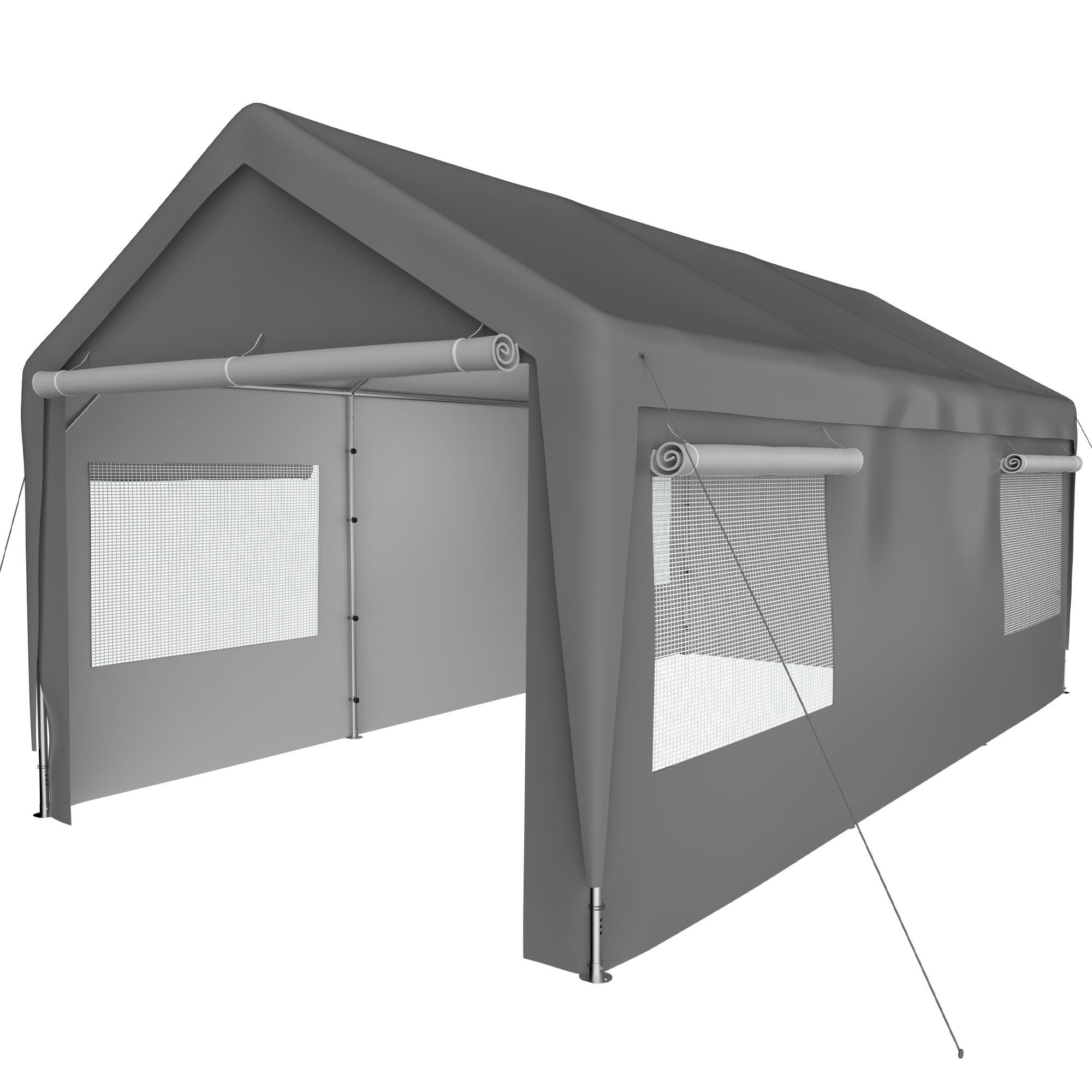 ZELT Carport Grau 3 x 6 m - Grau, Metall (310/276/592cm) - ComfortXL