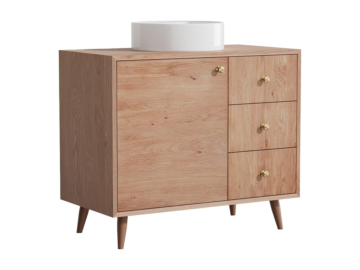 EINZELWASCHTISCH - 93 cmcm x 50 cmcm - Holz, Platte - Naturfarben Hell - ZARENO - Naturfarben, Holz (93/80.5/50cm) - Vente-Unique