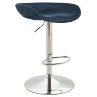 BARHOCKER Stoff blau - Chromfarben/Blau, Textil/Metall (52/67/43cm) - CLP