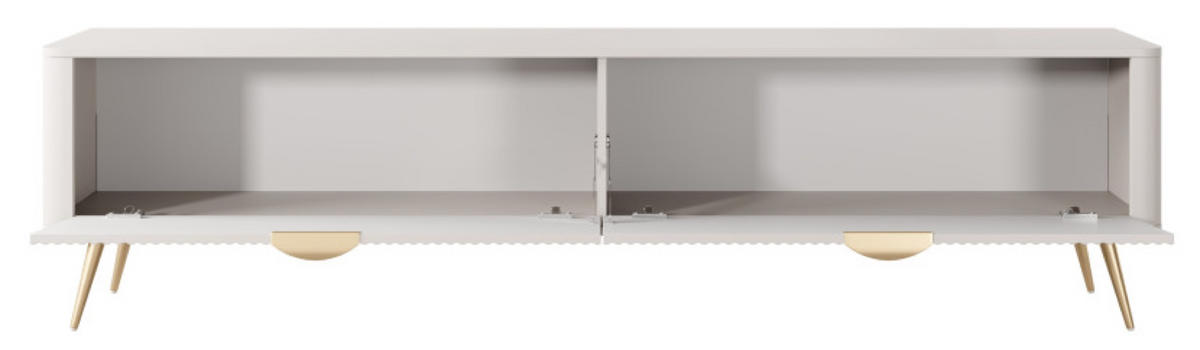 TV-SCHRANK Beige Lena Gerillt Auf Goldenen Beinen 200 cm - Beige, Holzwerkstoff (200/51/38cm) - Sepro Meble