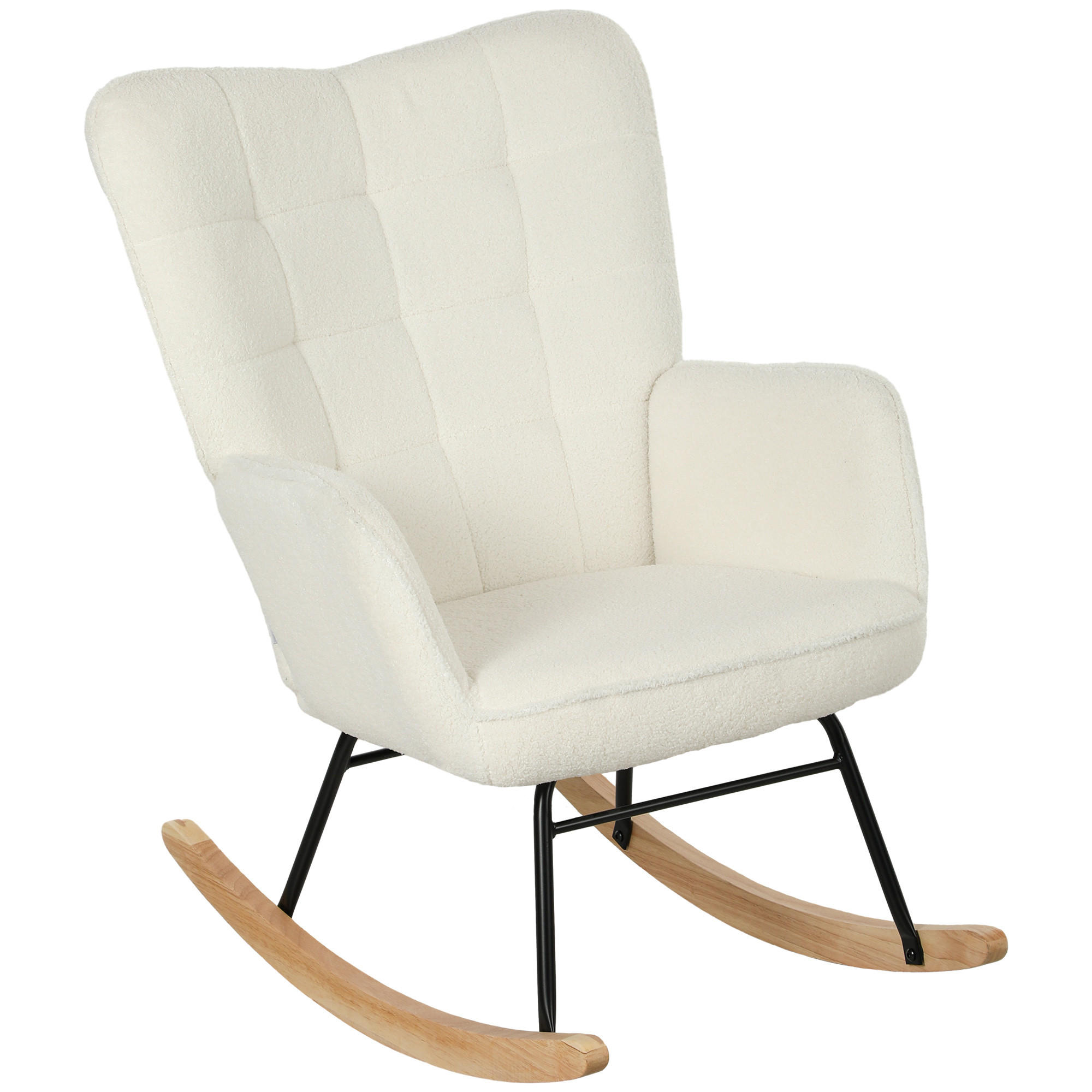 SCHAUKELSTUHL mit Berbervliesoptik, bis 120kg belastbar - Weiß, Textil (71/101/98cm) - HOMCOM