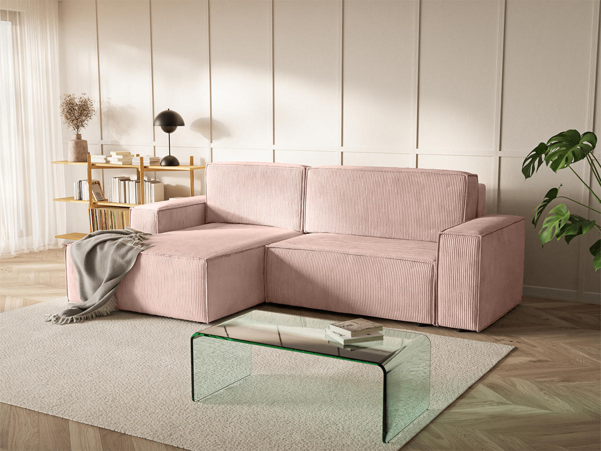ECKSOFA Kokko mit Schlaffunktion, Hellrosa - Pink, Textil (267/167cm) - Fedve