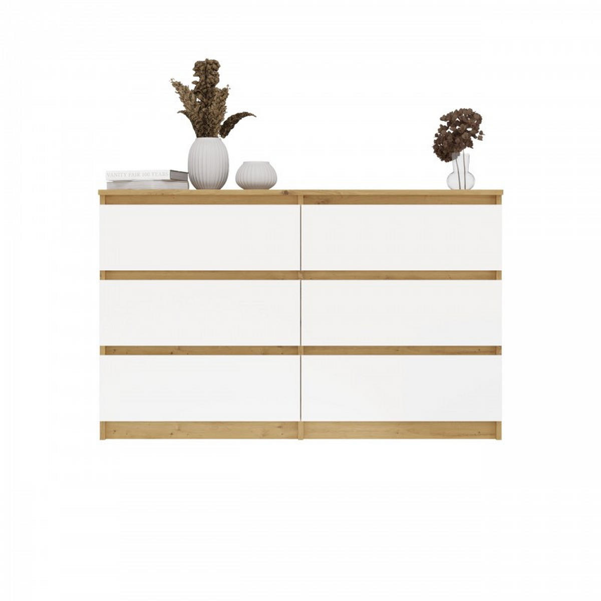 KOMMODE Artisan, Weiß 120/75/30 - Weiß, Holzwerkstoff (120/75/30cm) - RAUMHIRSCH FURNITURE