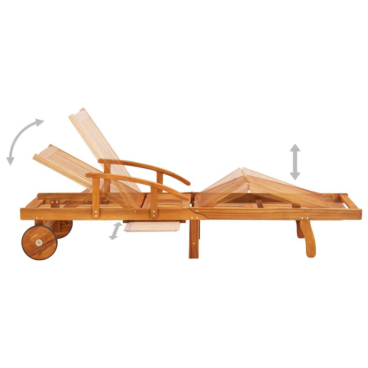 SONNENLIEGE mit Tisch und Auflage Akazie Massivholz - Beige, Holz (67/85/200cm) - furnicato