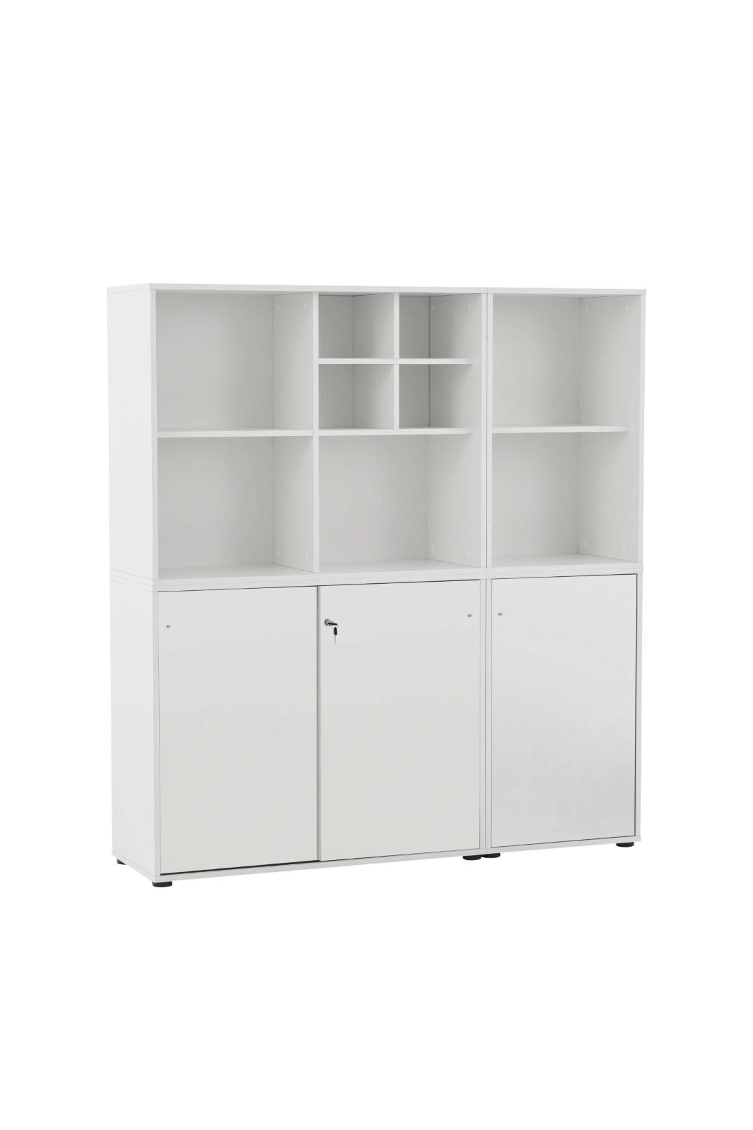 AKTENREGAL Pigeon 2er Set 2 AKTENSCHRANK & REGALKREUZ Breite 51-100 cm Weiß - Weiß, Holz (151/166/41cm) - PROREGAL