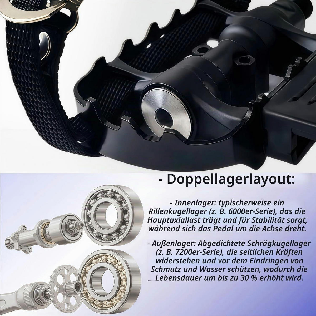 FAHRRADPEDALE mit 4D-Verstellriemen & SmartFit-Clips Schwarz - Schwarz, Kunststoff (15/1.5/17cm)