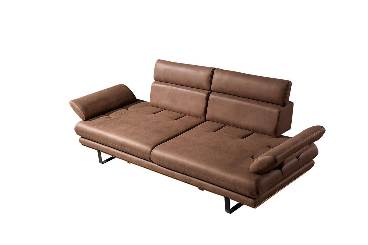 SITZGARNITUR Energy, Braun Stellvariante 3+3 - Braun, Leder (240/80/100cm) - Villa Möbel