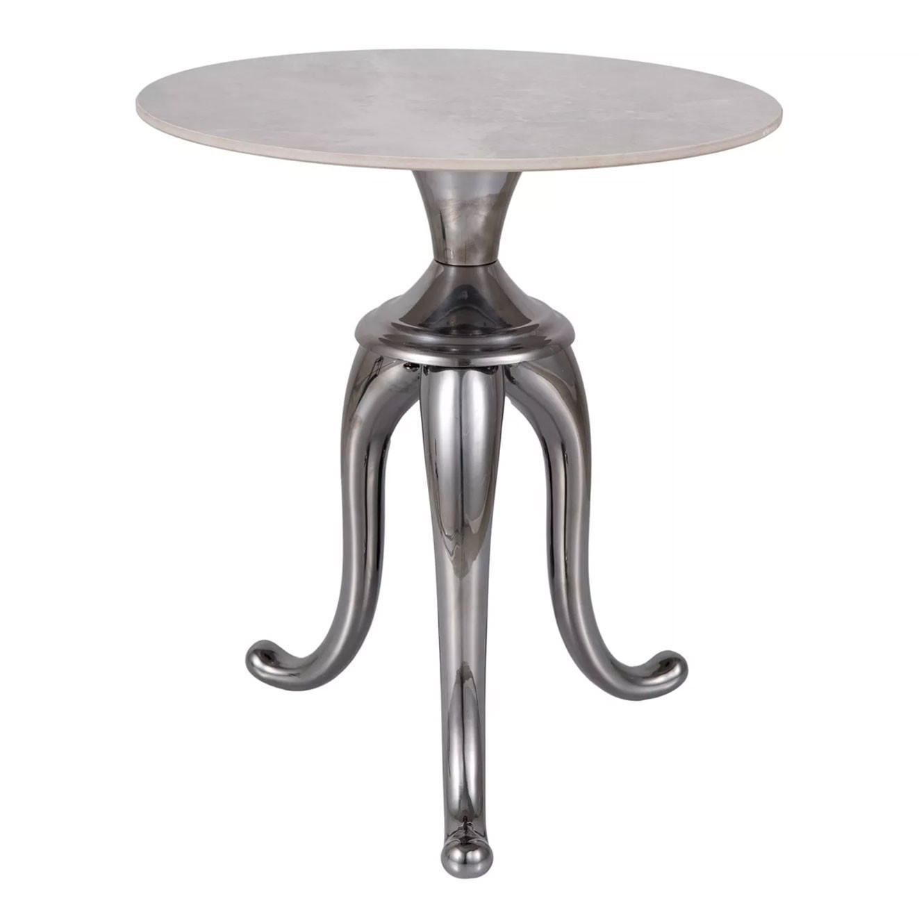 COUCHTISCH Snake grau Marmor / Gestell: silber 48 / 48 / 75cm - Silberfarben/Grau, Holz/Keramik (48/48/75cm) - Feldmann-Wohnen