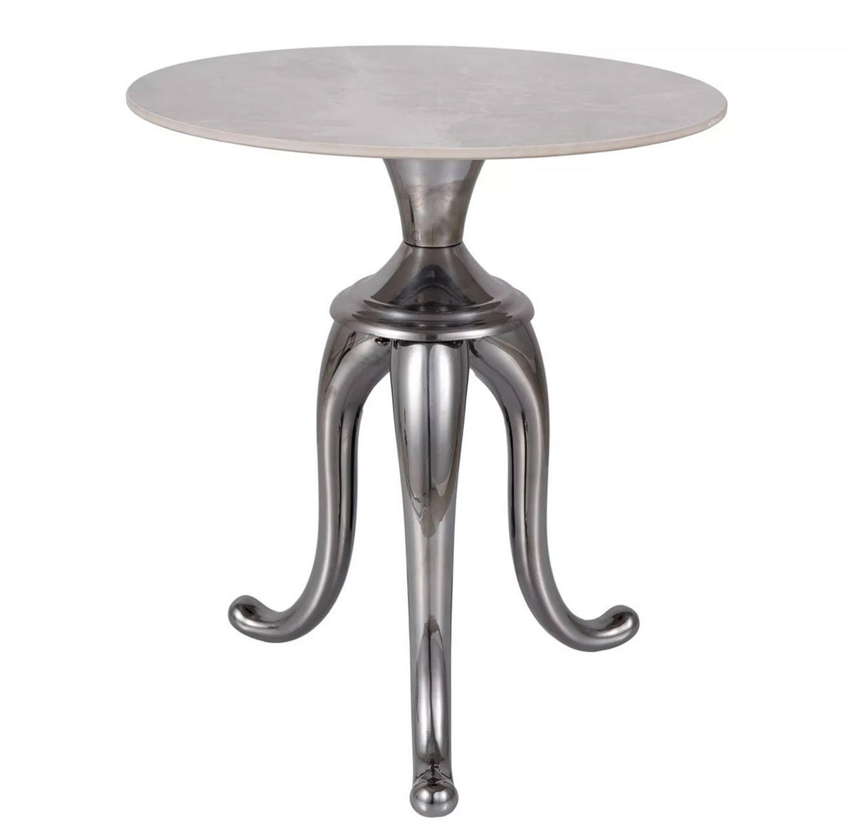 COUCHTISCH Snake grau Marmor / Gestell: silber 48 / 48 / 75cm - Silberfarben/Grau, Holz/Keramik (48/48/75cm) - Feldmann-Wohnen