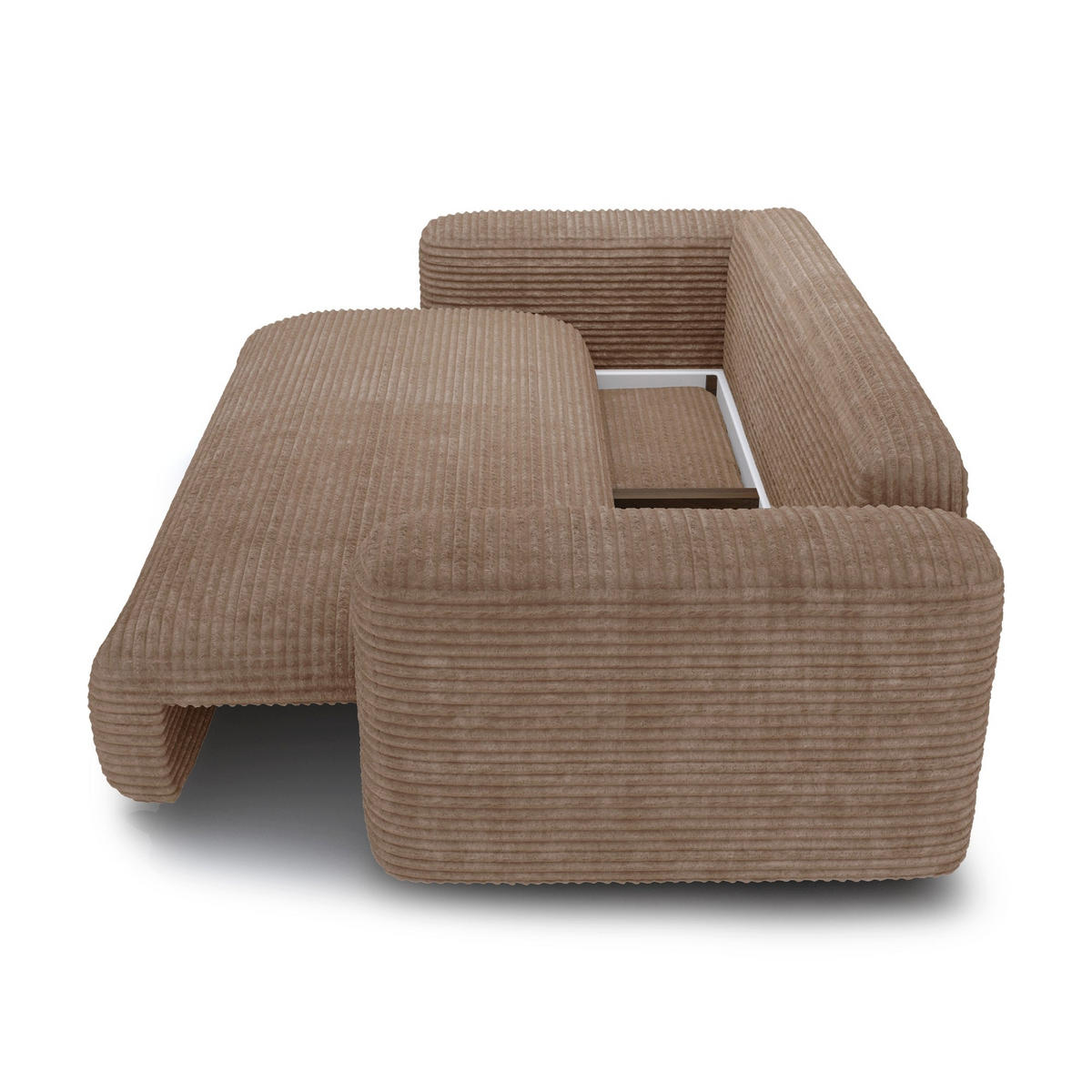 SCHLAFSOFA mit Stauraum LIOR XXL-Cord Taupe 260cm - Taupe, Textil (260/83/100cm) - Premium Interiors