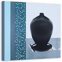 WANDBILD schwarzer krug mit ständer - Blau, Textil (50/50cm) - Feeby