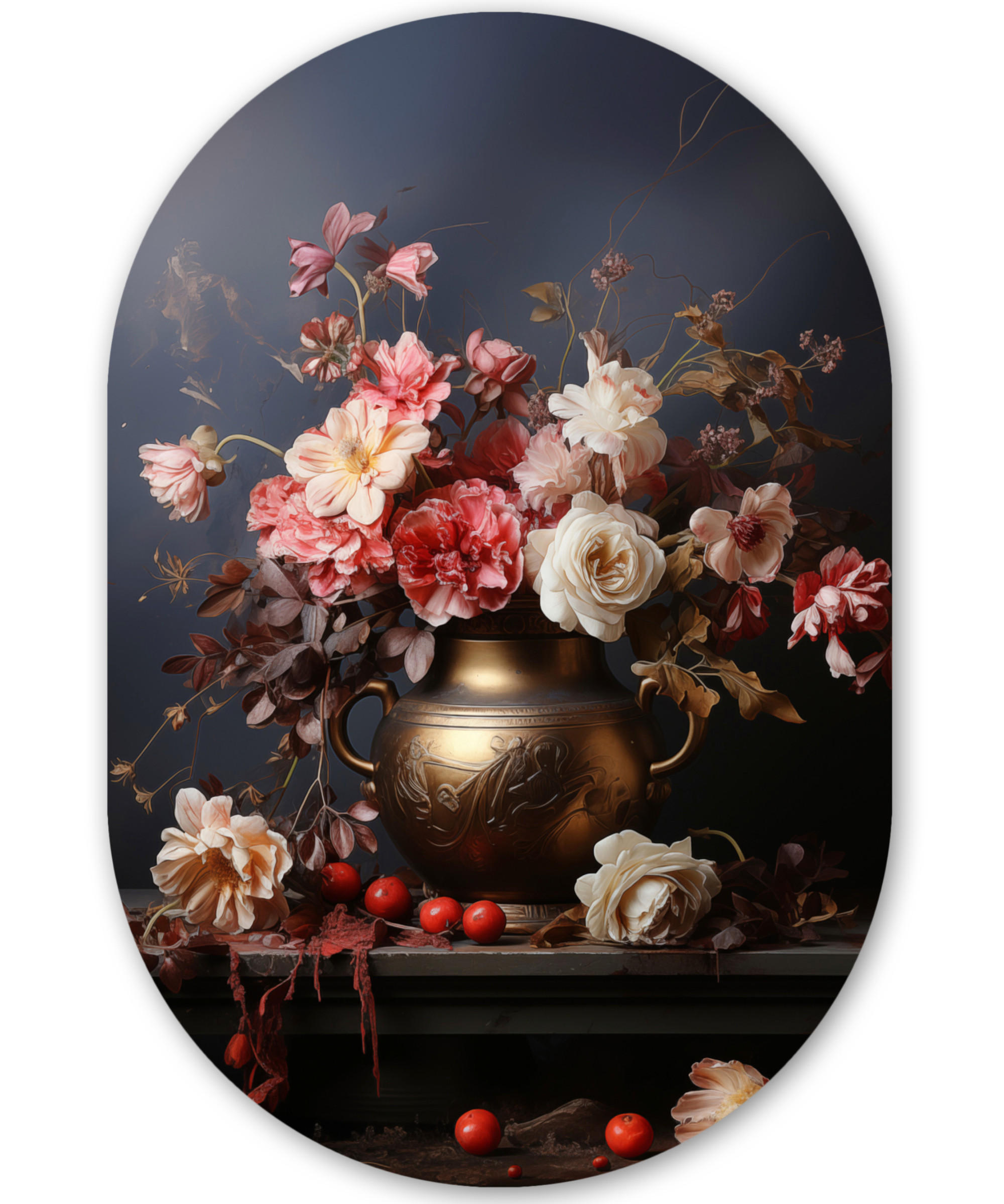 WANDBILD Stilleben - Blumen - Rosen - Blumenstrauß - Vase 40x60 cm - Dunkelbraun, Kunststoff (40/60cm) - MuchoWow