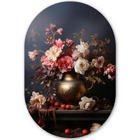 WANDBILD Stilleben - Blumen - Rosen - Blumenstrauß - Vase 40x60 cm - Dunkelbraun, Kunststoff (40/60cm) - MuchoWow