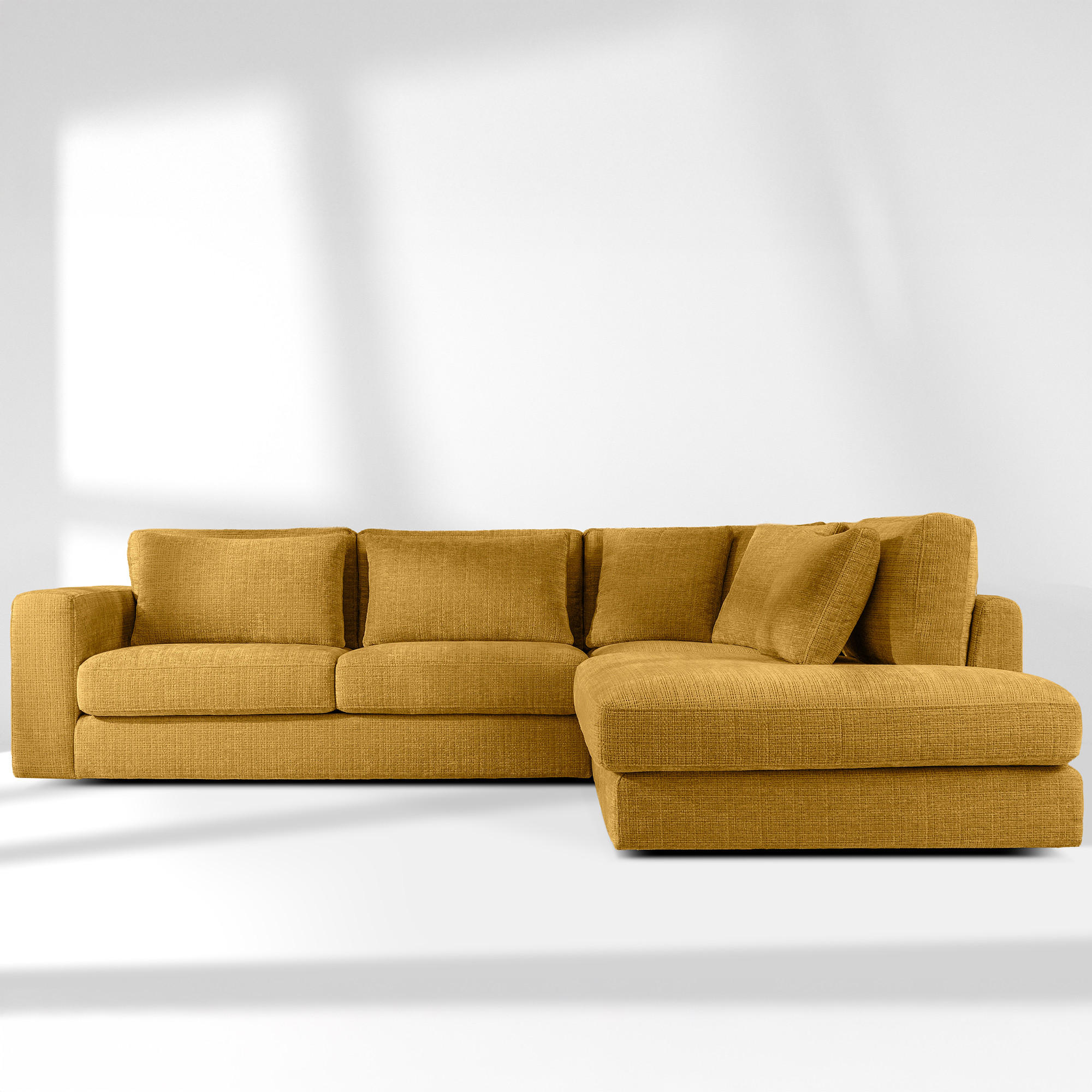 ECKSOFA rechts VERUS - Gelb, Holz/Holzwerkstoff (297/248cm) - KONSIMO®