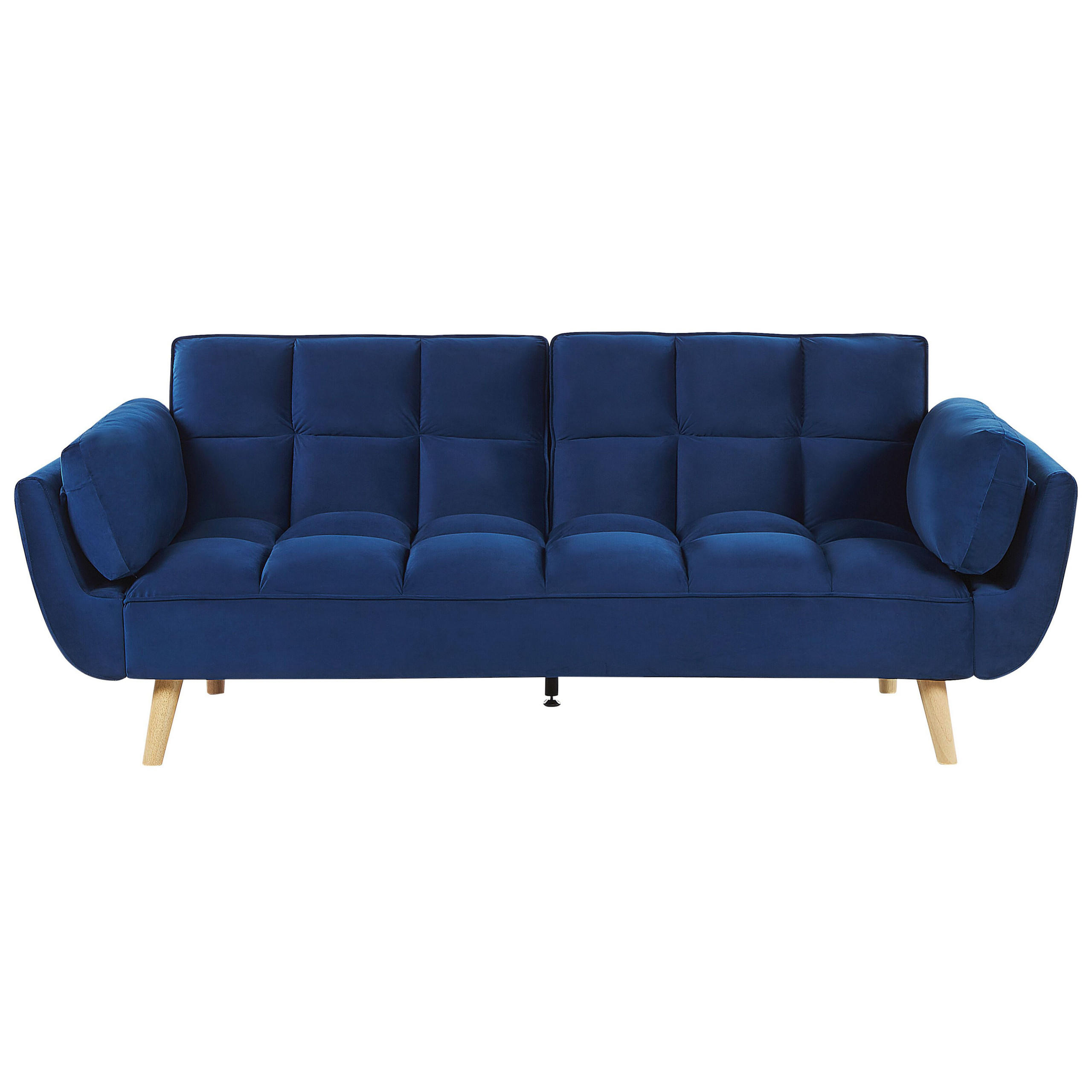 3-SITZER-SCHLAFSOFA Samtstoff Dunkelblau Asby - Hellblau, Textil (218/82/83cm) - Beliani
