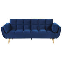 3-SITZER-SCHLAFSOFA Samtstoff Dunkelblau Asby - Hellblau, Textil (218/82/83cm) - Beliani
