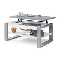 COUCHTISCH rechteckig Beton Weiß aufklappbar 110/65/50 cm - Hellgrau, Holzwerkstoff (65/110/50cm) - designimpex