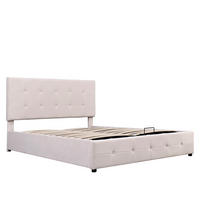 POLSTERBETT 140/200 cm Cremeweiß mit Stauraum aus Samt mit hydraulischem Bettkasten - Weiß, Textil (140/200cm) - OKWISH