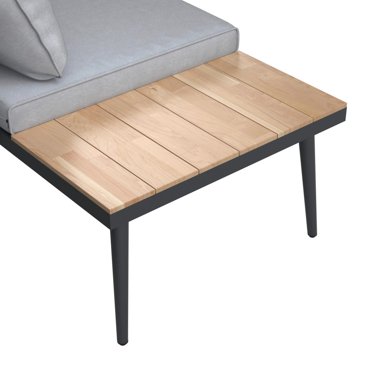LOUNGEGARNITUR-SET Lorena Grau Akazie Metall/Outdoorstoff - Grau, Holz