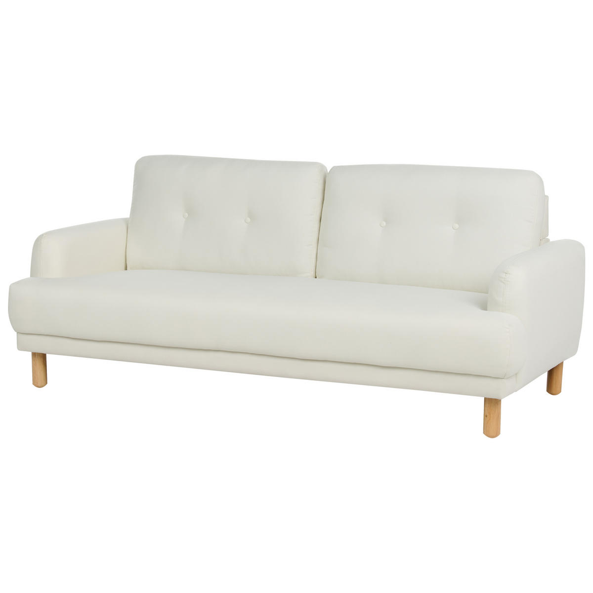 3-SITZER-SOFA Stoff cremeweiß Tuve - Hellbraun/Weiß, Textil (199/85/90cm) - Beliani