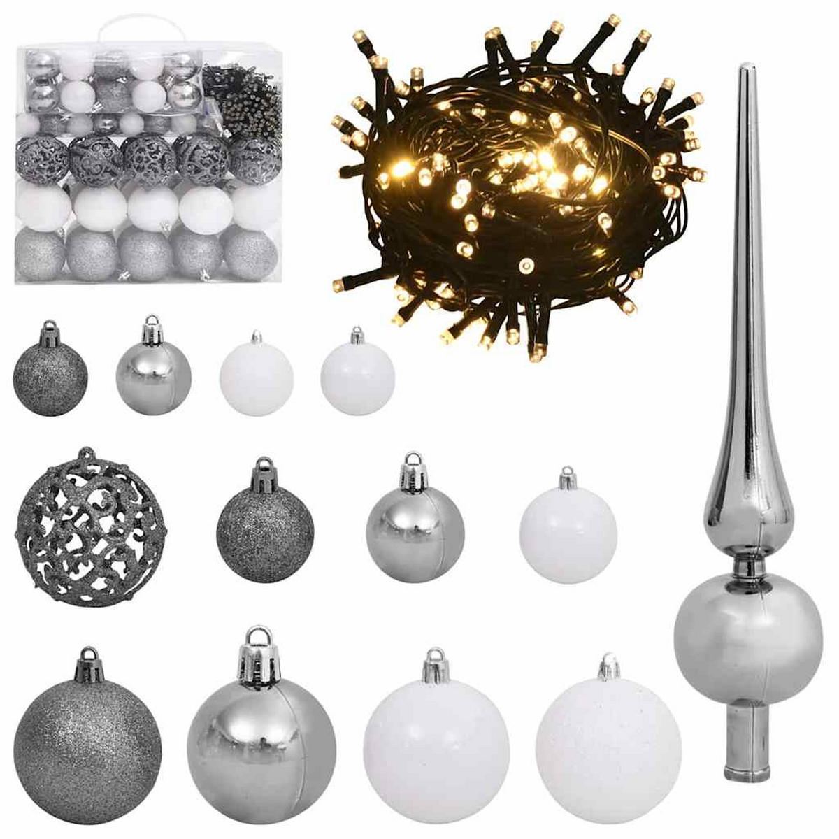 WEIHNACHTSBAUM Künstlicher Vorbeleuchteter Haltbar 120/120/240 cm Grün PVC - Schwarz, Kunststoff (240cm) - vidaXL