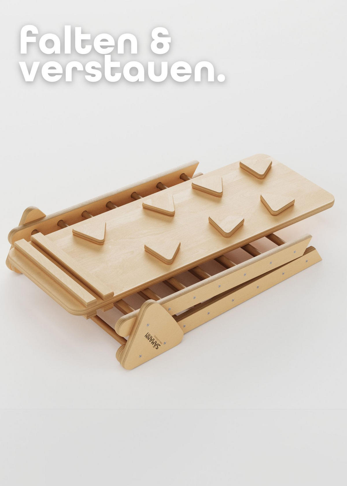 KLETTERDREIECK Pikler 2 in 1 Set mit Rutsche, faltbar & höhenverstellbar - Naturfarben, Holz (73/74/93cm) - Sämann – make a difference.