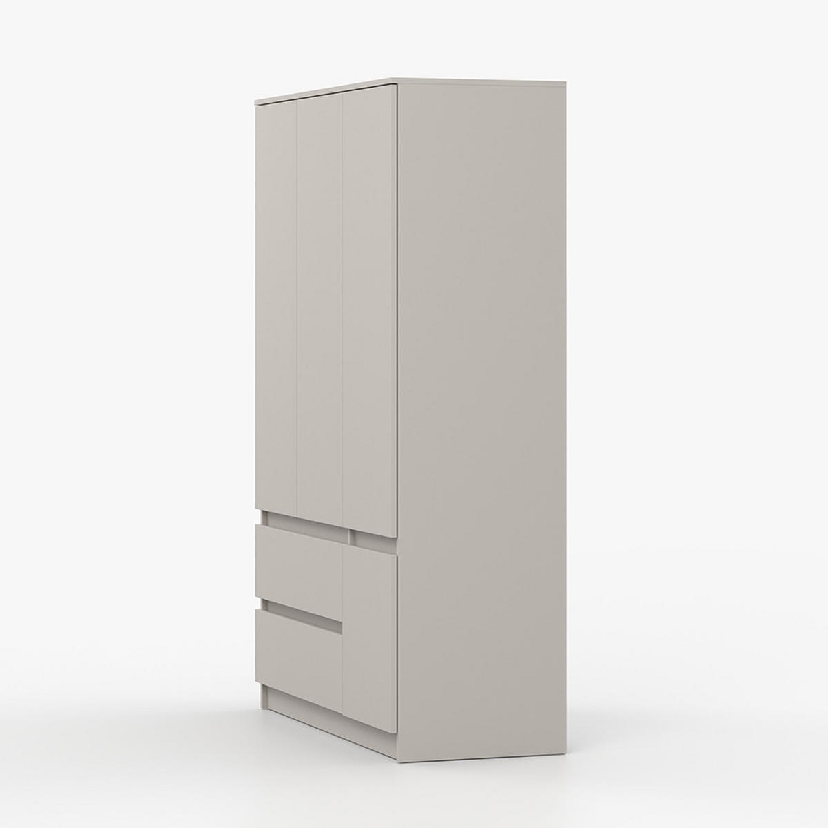 DREHTÜRENSCHRANK SOLO 4D2S II 120 cm Kaschmir/Kaschmir, 4-türig, zwei Schubladen, grifflos - Kaschmir, Holzwerkstoff (120/180/50cm) - imoebel24