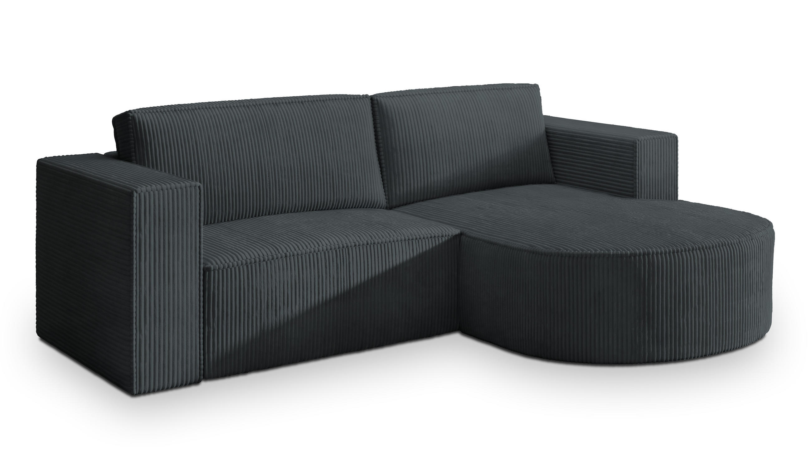 ECKSOFA SORELA P R-S Graphitfarben Kordstoff mit Schlaffunktion - Graphitfarben, Holz (263/174cm) - MASSENO