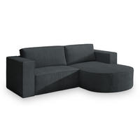 ECKSOFA SORELA P R-S Graphitfarben Kordstoff mit Schlaffunktion - Graphitfarben, Holz (263/174cm) - MASSENO