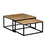 COUCHTISCHEN DUO 2-tlg - Eichefarben/Schwarz, Holzwerkstoff (76/76/39cm) - Meblini