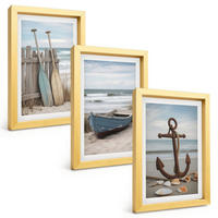 BILDER SET 3er Set - 20x30 cm Goldrahmen - Strandbootanker Sand - Goldfarben, Kunststoff (20/30cm) - TULUP